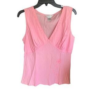 True vintage babydoll bubblegum pink sweetheart embellished cami cotton sz M
